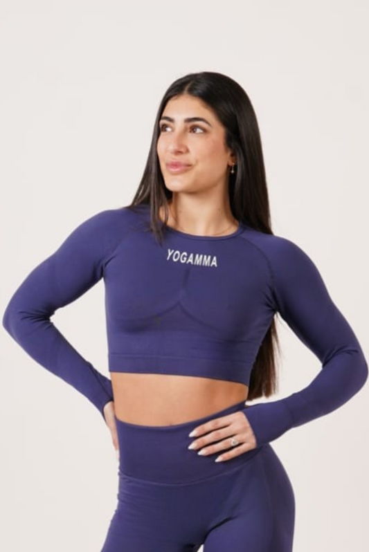 TOP MANICHE LUNGHE YOGAMMA™ - BLU NAVY 🧘‍♀️